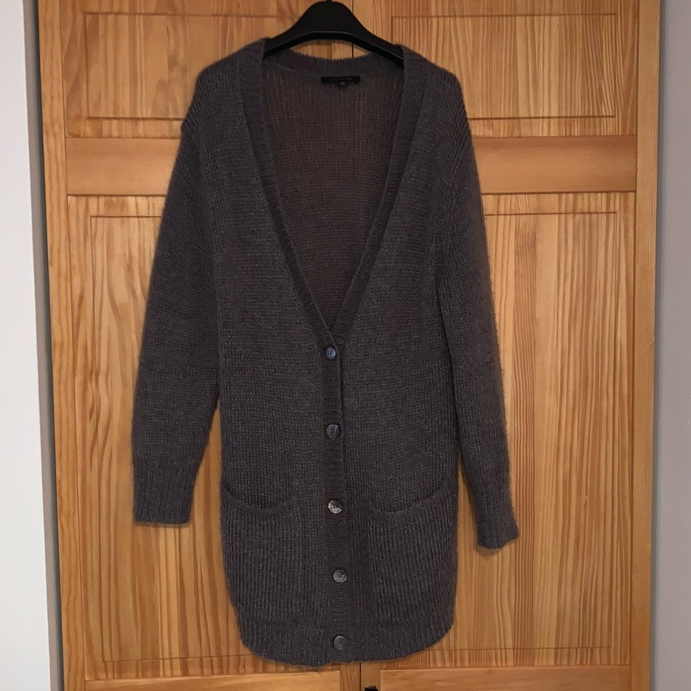Ann Taylor Gray Mohair V Neck Long Cardigan Sweater - Picture 9 of 12